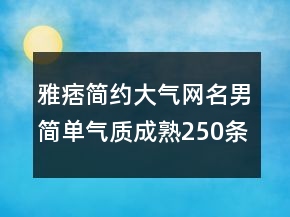 雅痞簡(jiǎn)約大氣網(wǎng)名男簡(jiǎn)單氣質(zhì)成熟250條