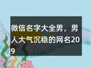 微信名字大全男，男人大氣沉穩(wěn)的網(wǎng)名209條