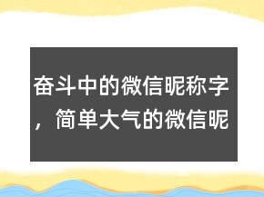 奮斗中的微信昵稱字，簡(jiǎn)單大氣的微信昵稱203條