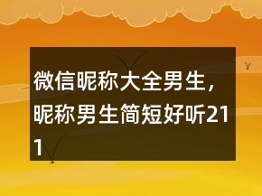 微信昵稱大全男生，昵稱男生簡(jiǎn)短好聽(tīng)211條