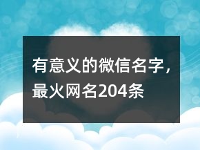 有意義的微信名字，最火網(wǎng)名204條