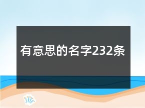 有意思的名字232條