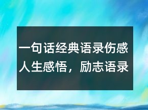 一句話經(jīng)典語錄傷感人生感悟，勵志語錄經(jīng)典短句204條
