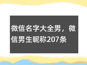 微信名字大全男，微信男生昵稱207條