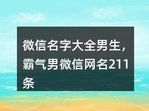 微信名字大全男生，霸氣男微信網(wǎng)名211條