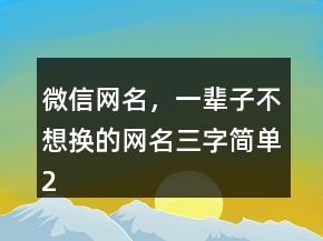 微信網(wǎng)名，一輩子不想換的網(wǎng)名三字簡(jiǎn)單216條