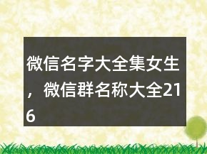 微信名字大全集女生，微信群名稱大全216條