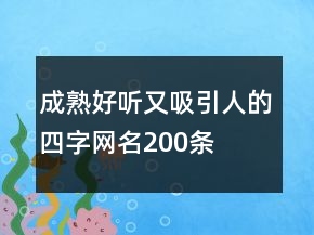 成熟好聽又吸引人的四字網名200條
