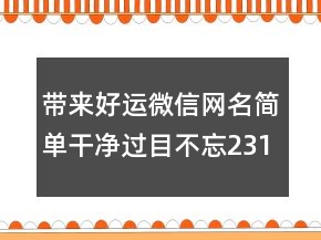 帶來(lái)好運(yùn)微信網(wǎng)名簡(jiǎn)單干凈過目不忘231條