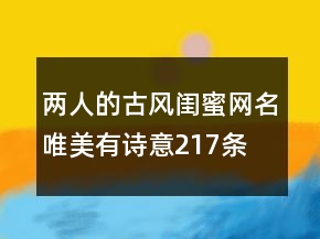 兩人的古風(fēng)閨蜜網(wǎng)名唯美有詩意217條