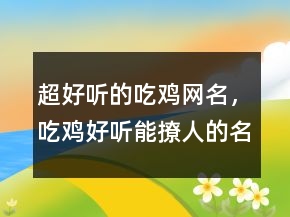 超好聽的吃雞網(wǎng)名，吃雞好聽能撩人的名字228條