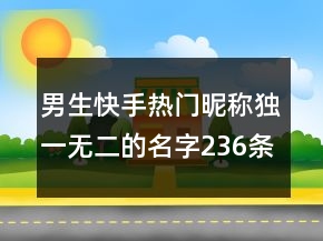 男生快手熱門昵稱獨(dú)一無二的名字236條