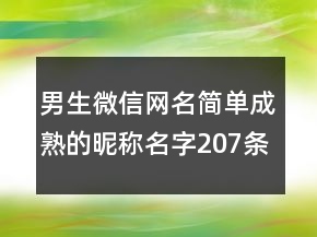 男生微信網(wǎng)名簡(jiǎn)單成熟的昵稱名字207條