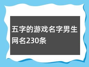 五字的游戲名字男生網(wǎng)名230條
