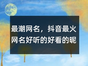 最潮網(wǎng)名，抖音最火網(wǎng)名好聽的好看的昵稱229條