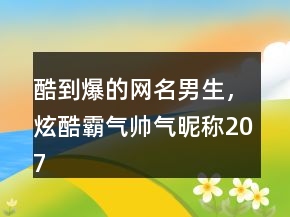 酷到爆的網(wǎng)名男生，炫酷霸氣帥氣昵稱207條