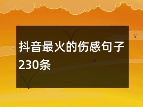 抖音最火的傷感句子230條