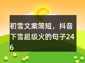 初雪文案簡短，抖音下雪超級火的句子246條