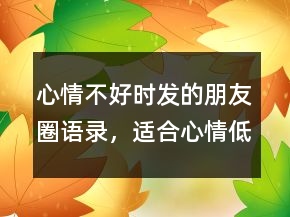 心情不好時發(fā)的朋友圈語錄，適合心情低落的句子237條