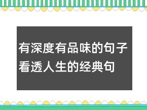 有深度有品味的句子看透人生的經(jīng)典句子222條