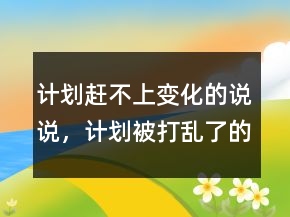 計(jì)劃趕不上變化的說說，計(jì)劃被打亂了的說說237條