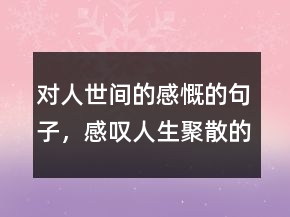 對人世間的感慨的句子，感嘆人生聚散的句子201條
