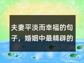 夫妻平淡而幸福的句子，婚姻中最精辟的一句話223條