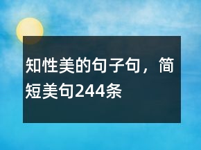 知性美的句子句，簡(jiǎn)短美句244條