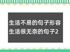 生活不易的句子形容生活很無奈的句子250條