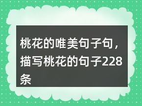 桃花的唯美句子句，描寫桃花的句子228條