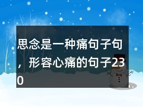 思念是一種痛句子句，形容心痛的句子230條