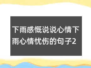 下雨感慨說(shuō)說(shuō)心情下雨心情憂(yōu)傷的句子205條