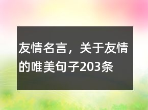 友情名言，關(guān)于友情的唯美句子203條