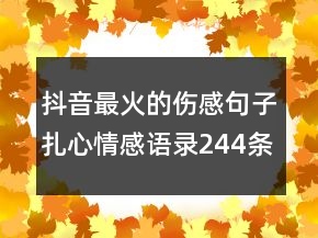 抖音最火的傷感句子扎心情感語錄244條