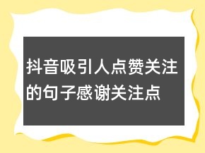 抖音吸引人點贊關(guān)注的句子感謝關(guān)注點贊唯美句子218條