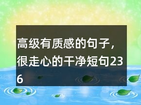 高級有質(zhì)感的句子，很走心的干凈短句236條