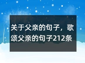 關(guān)于父親的句子，歌頌父親的句子212條