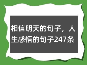相信明天的句子，人生感悟的句子247條