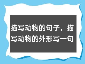 描寫動(dòng)物的句子，描寫動(dòng)物的外形寫一句話238條