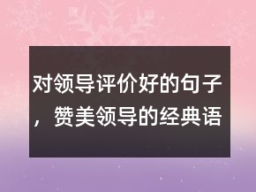 對(duì)領(lǐng)導(dǎo)評(píng)價(jià)好的句子，贊美領(lǐng)導(dǎo)的經(jīng)典語(yǔ)句204條