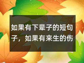 如果有下輩子的短句子，如果有來生的傷感句子215條