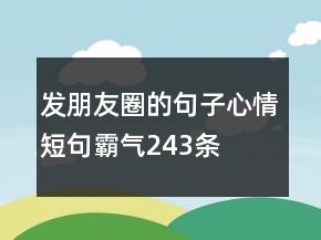 發(fā)朋友圈的句子心情短句霸氣243條