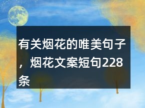有關(guān)煙花的唯美句子，煙花文案短句228條
