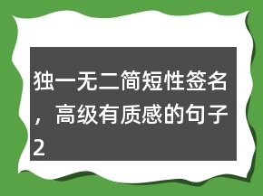 獨(dú)一無(wú)二簡(jiǎn)短性簽名，高級(jí)有質(zhì)感的句子201條