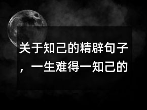 關(guān)于知己的精辟句子，一生難得一知己的句子211條