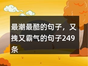 最潮最酷的句子，又拽又霸氣的句子249條