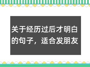 關(guān)于經(jīng)歷過(guò)后才明白的句子，適合發(fā)朋友圈正能量短句206條