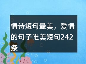 情詩(shī)短句最美，愛情的句子唯美短句242條