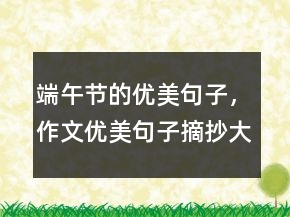 端午節(jié)的優(yōu)美句子，作文優(yōu)美句子摘抄大全242條