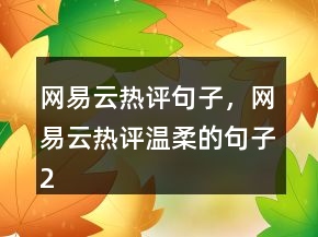 網(wǎng)易云熱評句子，網(wǎng)易云熱評溫柔的句子248條